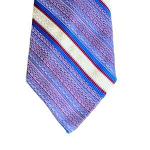 Vintage Mr. John BeauBrummell Striped Tie Purple Blue 56in Retro Classic